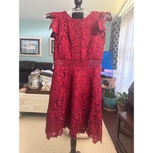 BB Dakota Pomegranate Red Floral Lace Mini Dress BH308270 Womens Size 2 NWT